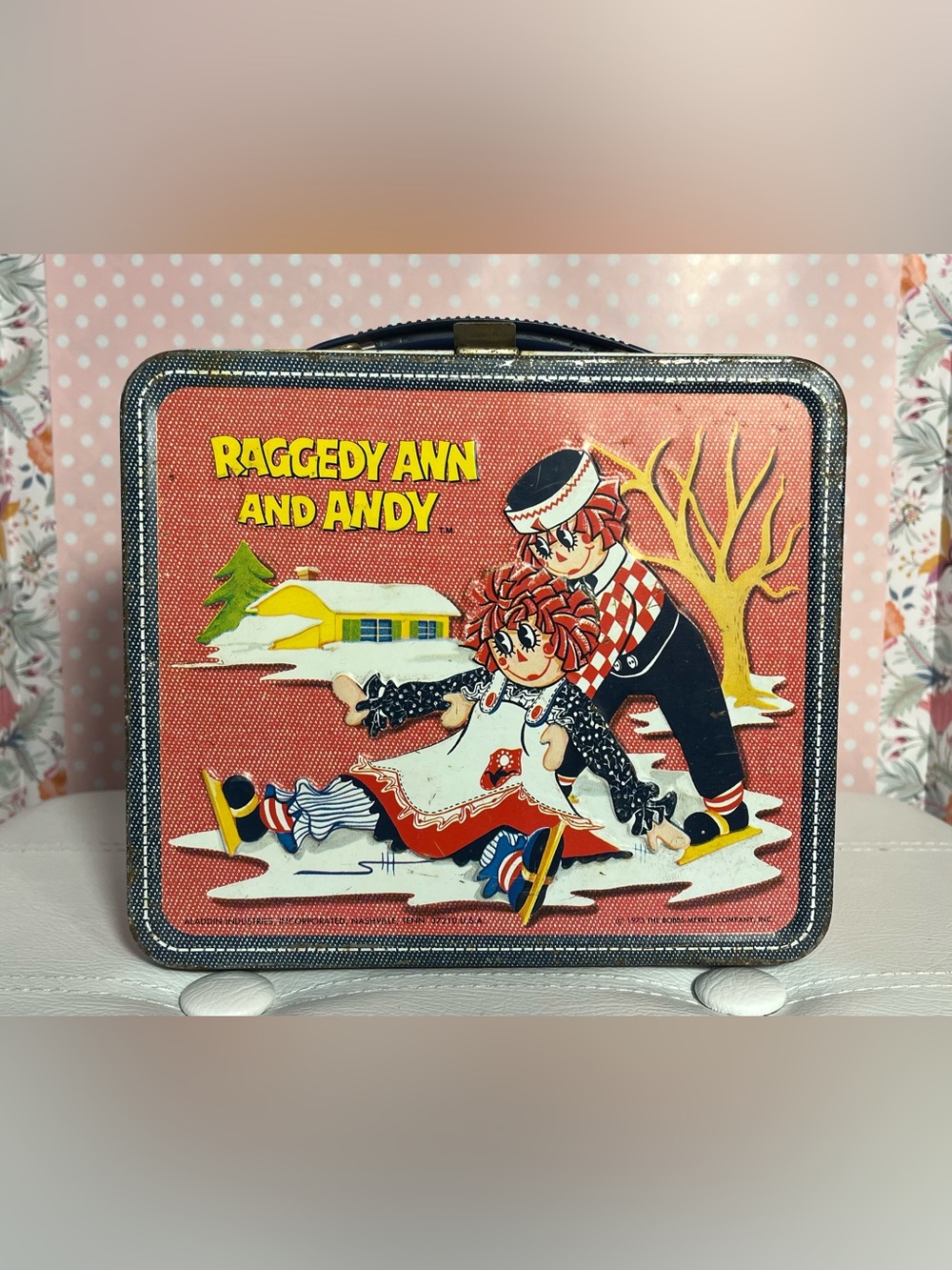 Vintage Raggedy Ann and Andy Metal Lunchbox - with Thermoses